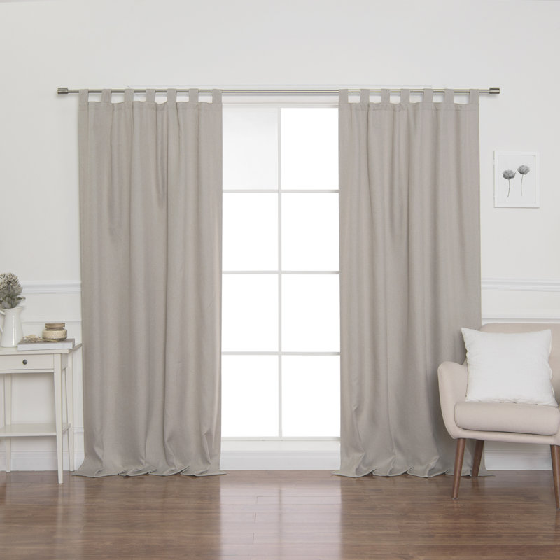 Lewandowski Faux Linen Solid Blackout Tab Top Single Curtain Panel